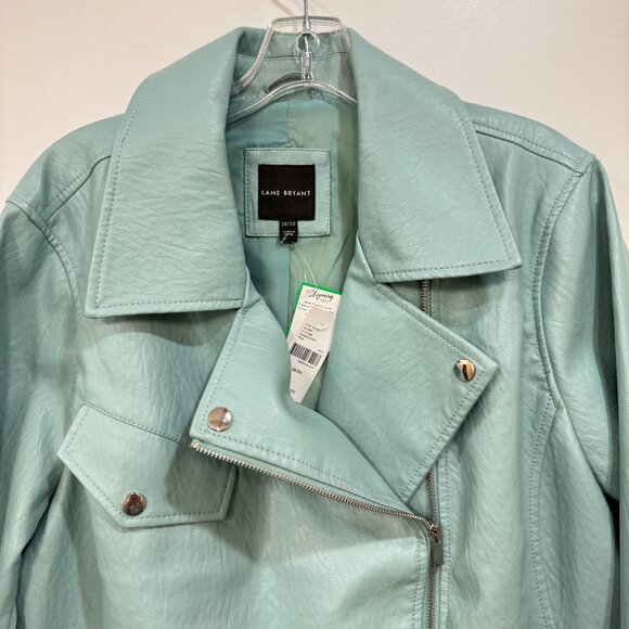 Lane Bryant Long Sleeve Side Zip Collar Silver Tone Hardware Jacket Aqua - Picture 3 of 8